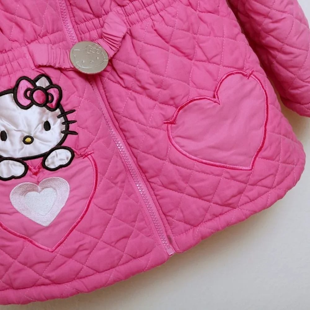 Hello Kitty by Sanrio Girls Quilted Fur Hooded Jacket‎